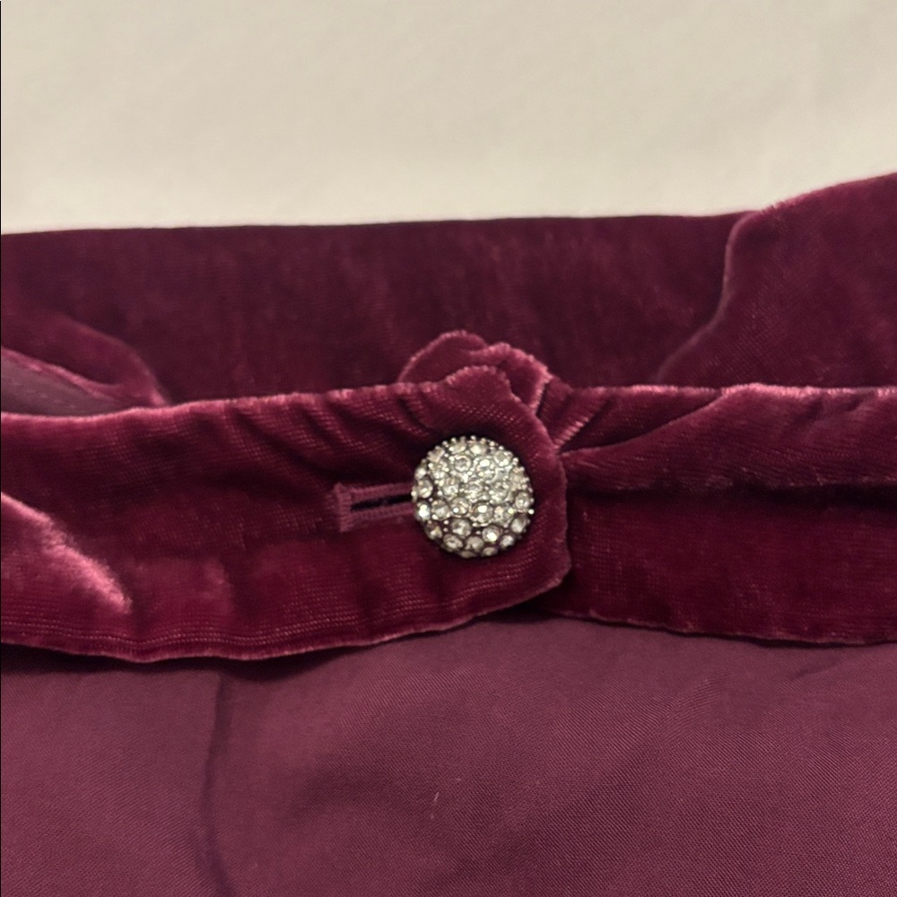 Boden Plum Velvet Open Back Mini Dress SZ 14 rhinestone button long sleeve lined - Picture 15 of 16